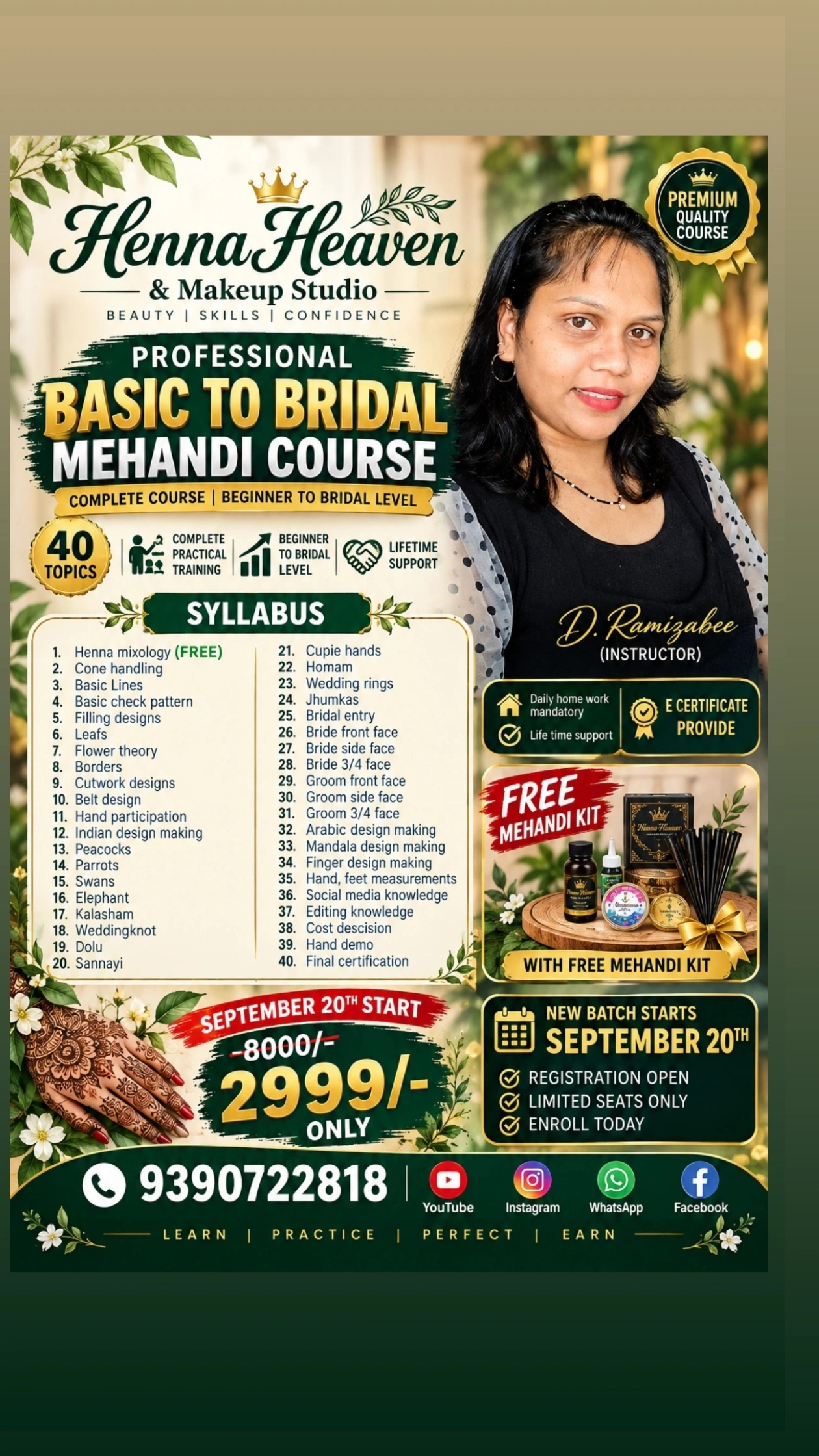 Basic to Bridal Mehndi Course
